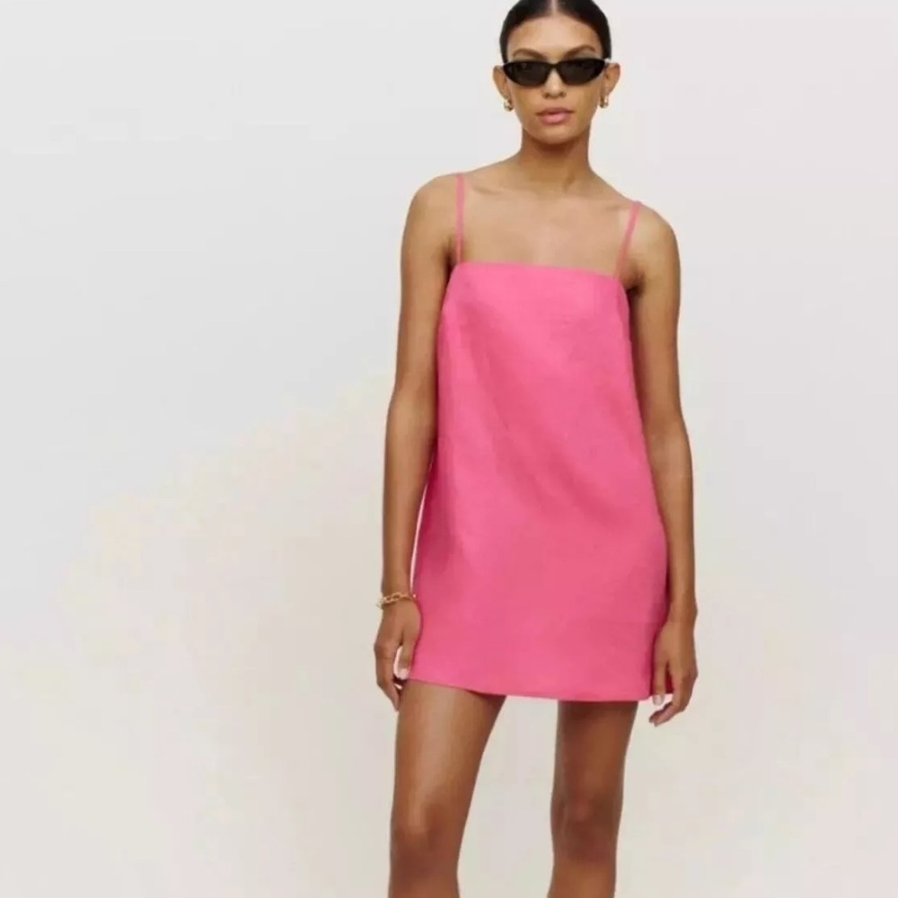 Reformation Aubree Pink Linen Dress | Size M